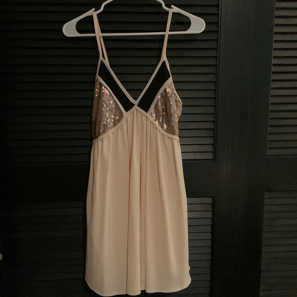 Rose gold mini dress